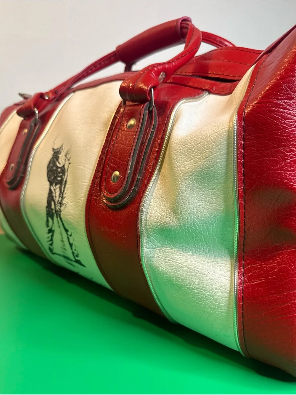 Hogan Red and White Men's Bowling-Style Duffel with Golfer Graphic